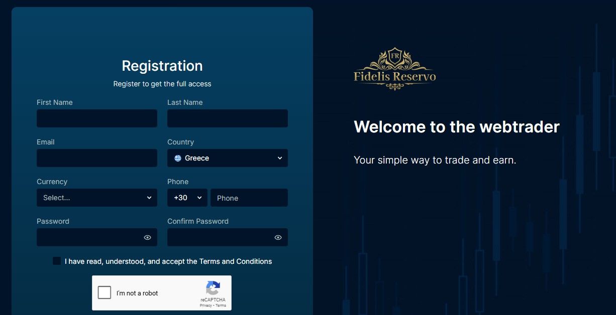 Fidelis Reservo Registraion page Fidelis Reservo Registraion page