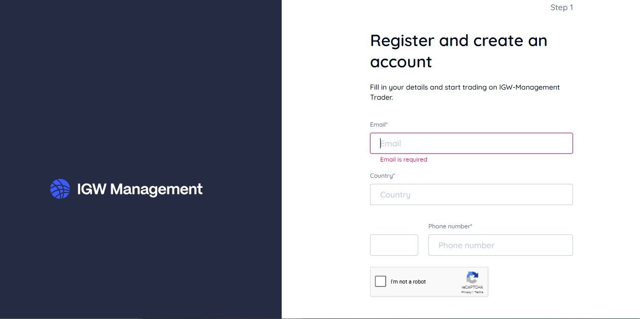 IGW Management Registration Page IGW Management Registration Page