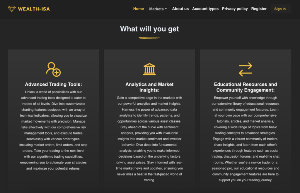 Wealth-isa home page screenshot